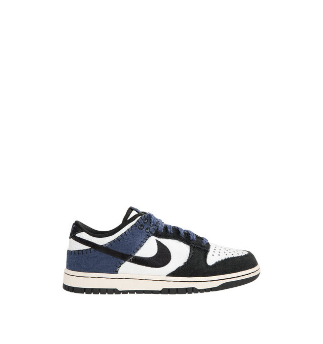 Image 1 of 5 - BLUE - NIKE Dunk Low Retro SE Sneaker featuring leather and suede upper with stitched overlays, foam midsole offers lightweight, responsive cushioning and rubber outsole with classic pivot circle.