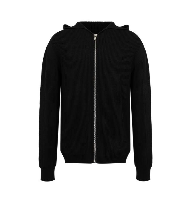 Image 1 of 2 - BLACK - Rick Owens Men's Front zip hoodie with long sleeves ribbed cuffs and hem. Composition: Cotton. Country Of Origin: Italy