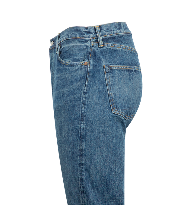 Image 3 of 3 - BLUE - ORSLOW 105 Standard Fit Selvedge Denim featuring 13.7oz exclusive orSlow denim fabric, two-year wash, medium-to-high rise, selvedge detailing and button fly. 100% cotton. Made in Japan.