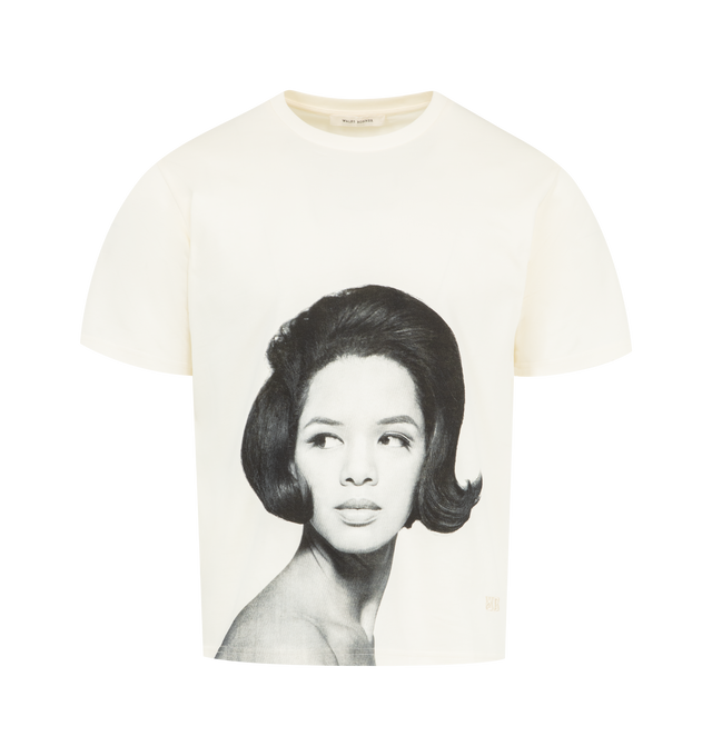 Image 1 of 2 - WHITE - WALES BONNER Selah Oversized T Shirt featuring relaxed fit, short sleeves, organic cotton, graphic print on front and crewneck collar. 100% cotton.