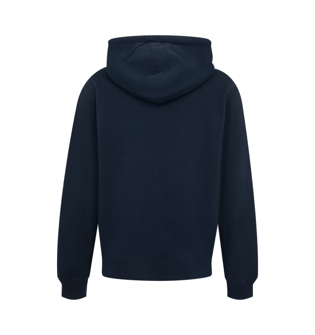 Image 2 of 2 - NAVY - JW Anderson Men's Front Zip Hoodie featuring a relaxed fit silhouette, an adjustable hood, kangaroo pocket, loafer stitch detailing and a ribbed hem and cuff. 100% cotton. Made in Portugal.