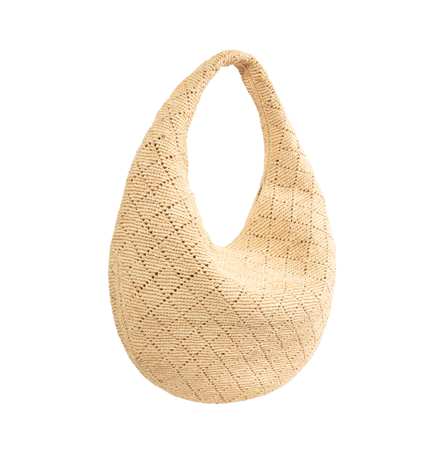 Image 2 of 3 - NEUTRAL - Saint Laurent hobo version of the iconic ICARE, in diamond-crocheted raffia and vegetable-tanned leather. This modern, spacious bag allows for multiple carry options. Featuring leather lining, bronze-tone hardware, zip closure. Measures 11.818.5" x 12.0" x 0.84.7" with 6.3" handle drop. Made in Madagascar.