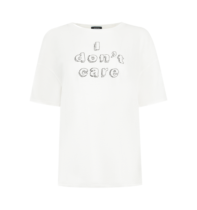 Image 1 of 2 - WHITE - R13 Eye Roll Boy T featuring crew neck, short sleeves, printed text on front and relaxed fit. Cotton.