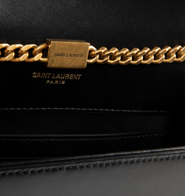 Image 3 of 3 - BLACK - SAINT LAURENT Kate Small Bag featuring structured bag, a cable-chain strap for shoulder carry, leather lining, bronze-tone hardware, magnetic snap closure and one flat pocket. 7.9" x 5.1" x 2". Leather. Made in Italy.