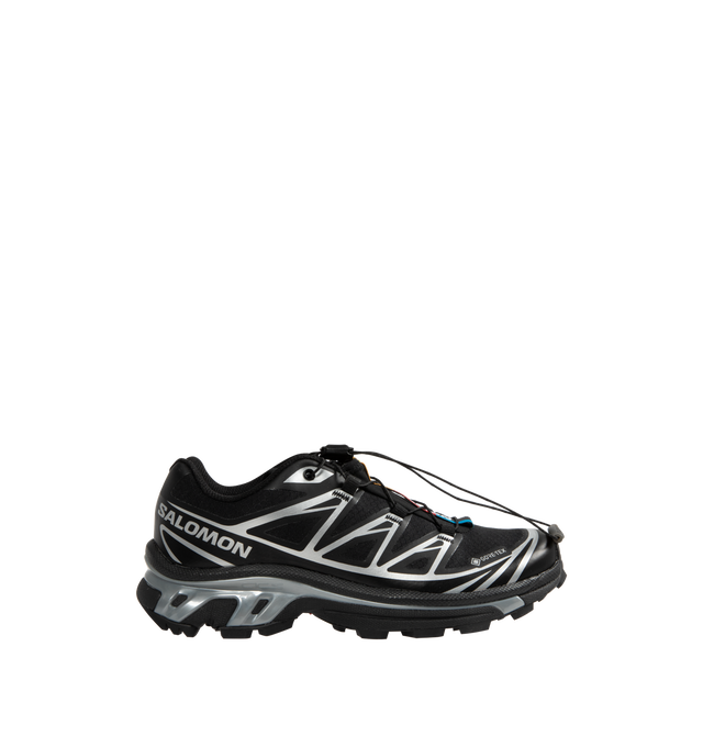 Image 1 of 5 - BLACK - Salomon Sportstyle XT-6 GORE-TEX rubber-trimmed mesh sneakers featuring the brand's signature Agile Chassis system and Mud Contagrip soles. Made from GORE-TEX, for resiliance, an innovative ePE membrane, PFC-free, and anti-debris mesh construction, as well as durable cushioning and stability. Unisex style in men's sizing.