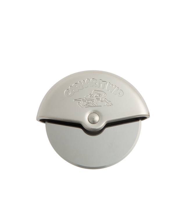 Image 1 of 2 - SILVER - CARHARTT WIP Pronto Slicer featuring a stainless steel grip with engraved graphics on the front and back, as well as a sharp, rotating blade. 3.7 x 3.4 x 0.9 inch 100% stainless steel.