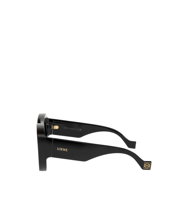 Image 4 of 5 - BLACK - LOEWE Aviator Sunglasses featuring slightly protruding rims, logo branded sides and gold-toned hardware. 100% acetate. Made in Italy.