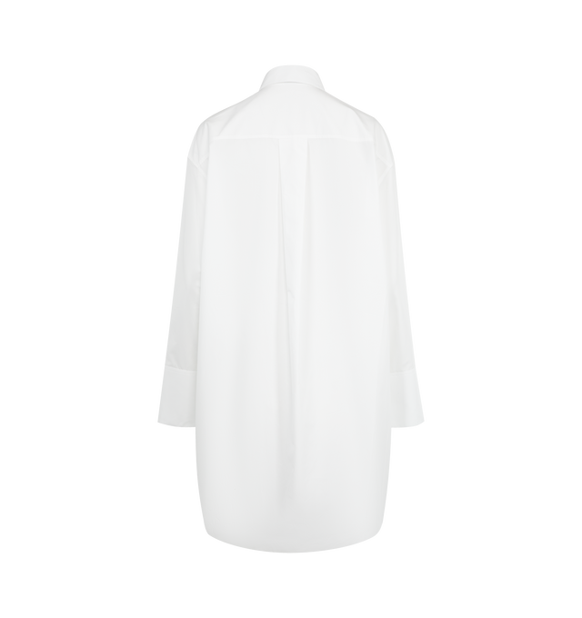 Image 2 of 2 - WHITE - LOEWE Shirt Dress in lightweight cotton poplin featuring adjustable sleeves, split sides with concealed button fastening, relaxed fit, knee length, classic collar, concealed button front fastening, buttoned cuffs, box pleat at the back and Anagram embroidery placed at the front. Cotton. Made in Italy.