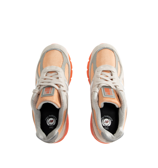 Image 5 of 5 - ORANGE - NEW BALANCE Made in USA 990v4 Sneaker featuring ABZORB cushioning at heel and forefoot, combination ENCAP and C-CAP midsole, reflective accents, mesh upper, suede and synthetic overlays and NDurance rubber outsole.