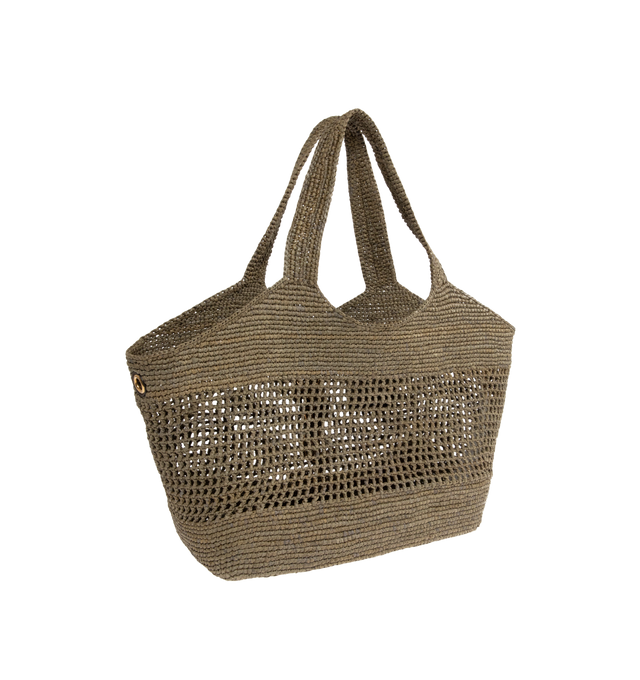 Image 2 of 3 - BROWN - Saint Laurent Womens Icare Medium Bag is crafted from crocheted raffia. Features a spacious silhouette, top handles, bronze-tone hardware, and multiple carry options. Main Material: Raffia; Hardware: Brass. Made in Madagascar.