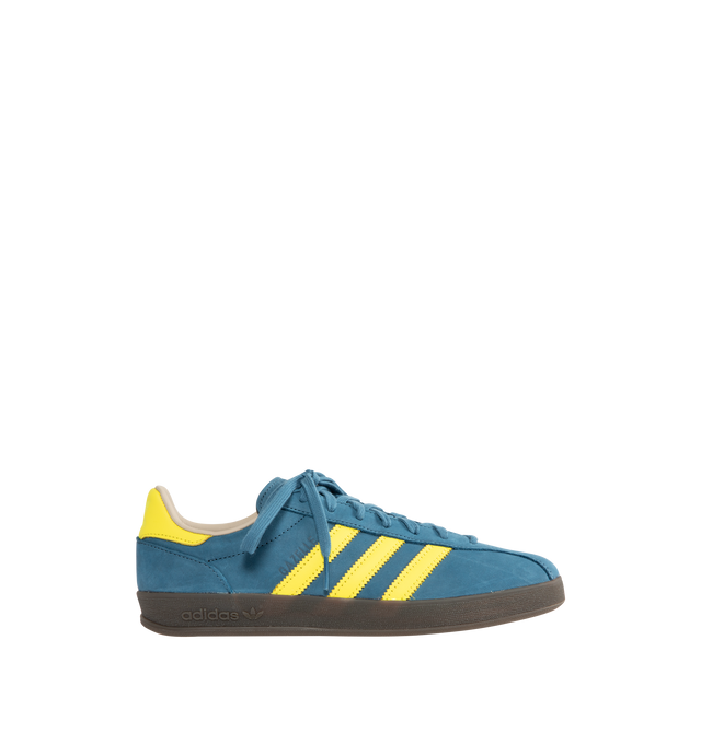 Image 1 of 5 - BLUE - ADIDAS Gazelle Indoor Pro Sneaker featuring regular fit, 3 stripes on side, lace closure, mesh and suede upper, leather lining and gum rubber outsole.