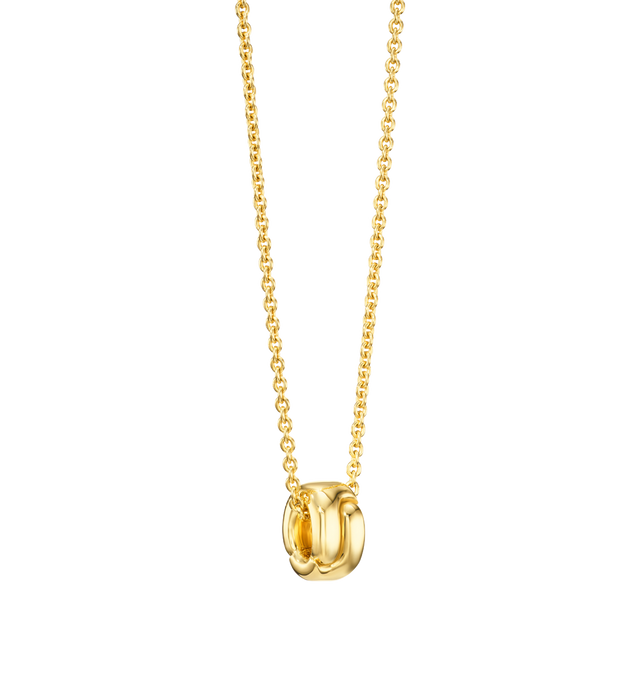Image 2 of 2 - GOLD - PAMELA ZAMORE Holos Ring Necklace featuring two sculptural halves of a piece interlocking to become one. Hand-finished. 18K yellow gold, 13g. Pendant diameter 18x13 mm. Length: 20/22. Hirshleifers offers a range of pieces from this collection in-store. For personal consultation and detailed information about jewelry, please contact our dedicated stylist team at personalshopping@hirshleifers.com. This item may be restricted for online purchase to international clients. For assistance pu
