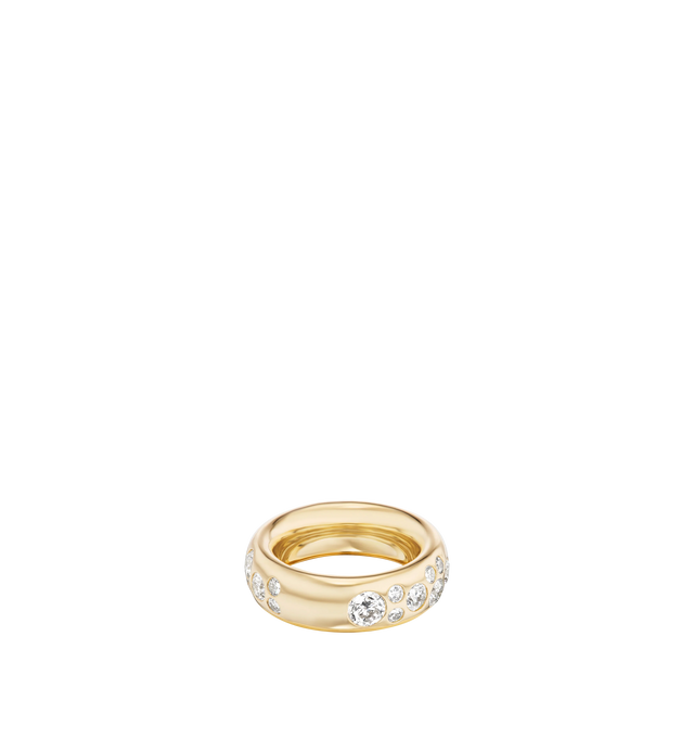 Image 1 of 2 - GOLD - UNIFORM OBJECT Gauge Ring featuring 23.3G of solid 18K yellow gold and 6.6 TCW of round diamonds. Handmade in New York City. Hirshleifers offers a range of initial pieces from this collection in-store. For personal consultation and detailed information about jewelry, please contact our dedicated stylist team at personalshopping@hirshleifers.com. This item may be restricted for online purchase to international clients. For assistance purchasing this item please contact our dedicated sty