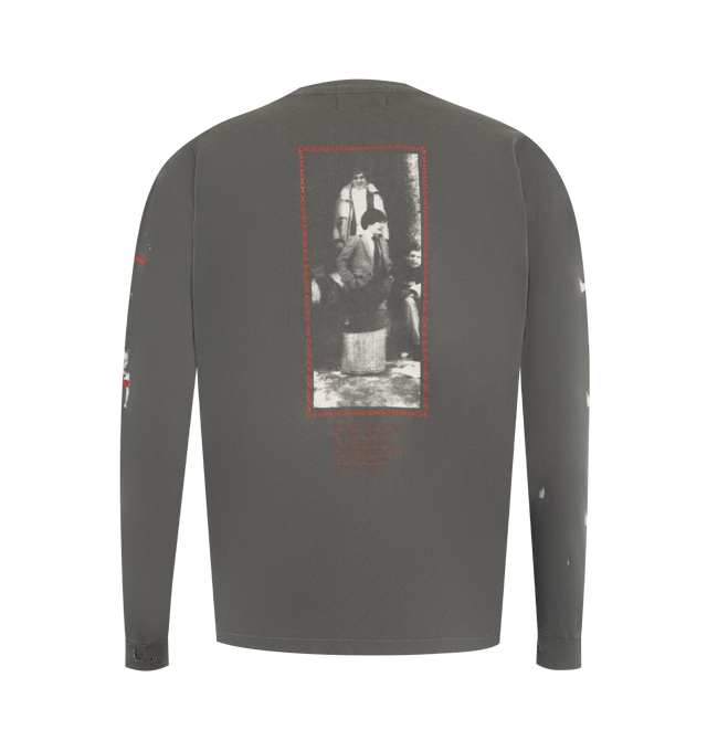 Image 2 of 3 - BLACK - ENFANTS RICHES DEPRIMES The Reality of of God T-shirt featuring long-sleeves, mid weight cotton jersey, traditional fit, rib knit neckline and cuffs, single stitch hem at waist, printed artwork at front, back, and sleeves and signature vintage wash process. 100% cotton.