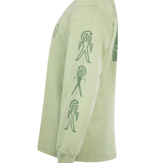 Image 3 of 3 - GREEN - CARHARTT WIP Terrestrial T-shirt featuring a loose fit, crewneck, long sleeves, graphic print on the front, back and sleeves, and straight hem. 100% cotton.