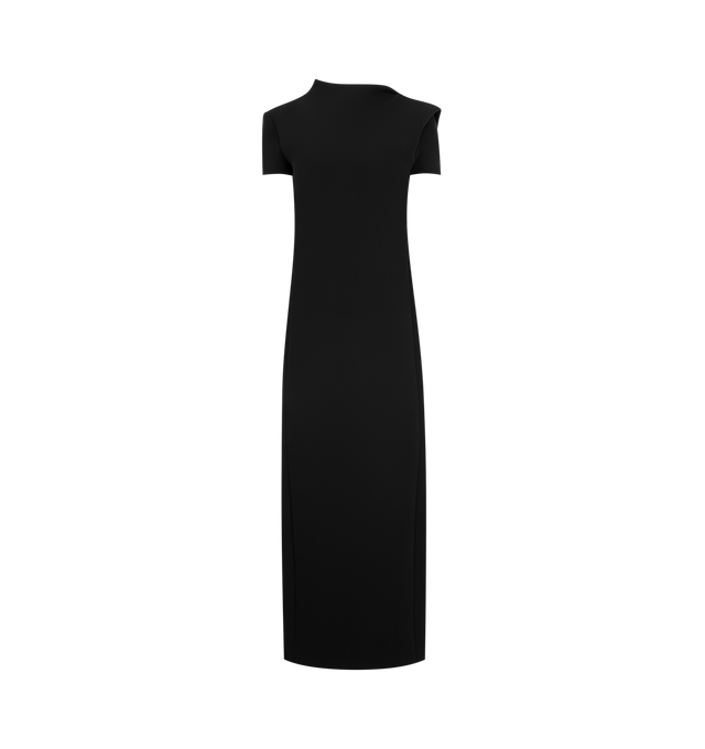 Image 1 of 5 - BLACK - KHAITE Iryl Dress featuring a fluid, open-back dress, architectural structure, softly contoured side panels, a back slit, concealed zipper closure and lined in soft silk habotai. 100% polyester.