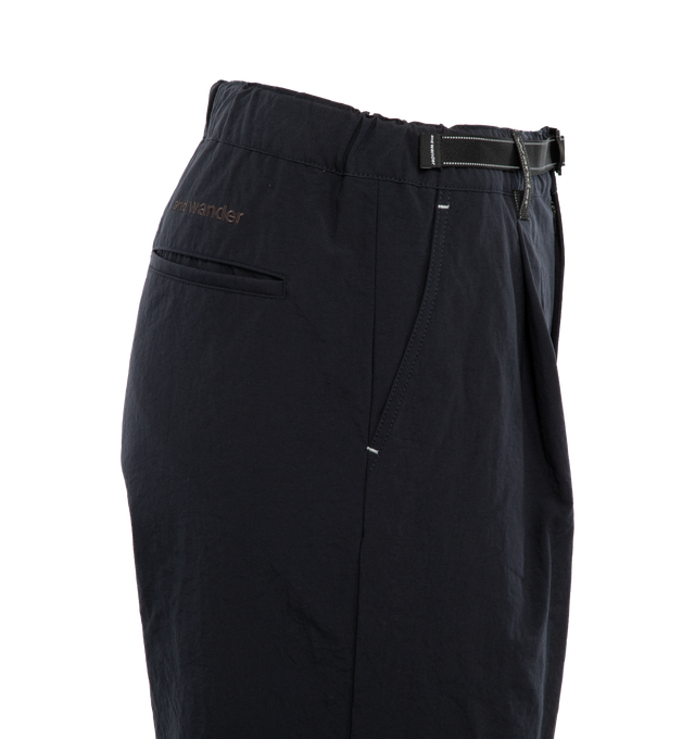 Image 3 of 3 - BLUE - AND WANDER nylon chino pants, with their tapered design, are versitile and rugged featuring 2 side pockets, button closure, tapered leg and dart detail. 100% Nylon. 