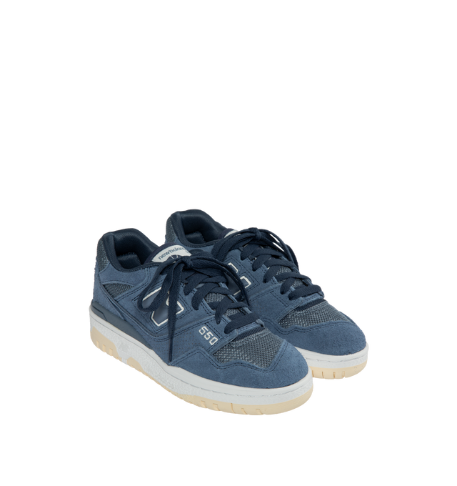 Image 2 of 5 - BLUE - NEW BALANCE 550 Sneaker featuring heritage basketball-inspired design, adjustable lace closure, leather upper and rubber outsole. 