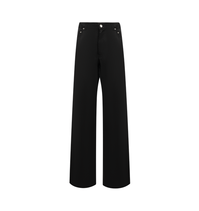 Image 1 of 3 - BLACK - RICK OWENS Geth jeans featuring rivet detailing, low-rise, belt loops, concealed fly and button fastening, classic five pockets and wide leg. Cotton. Made in Italy.