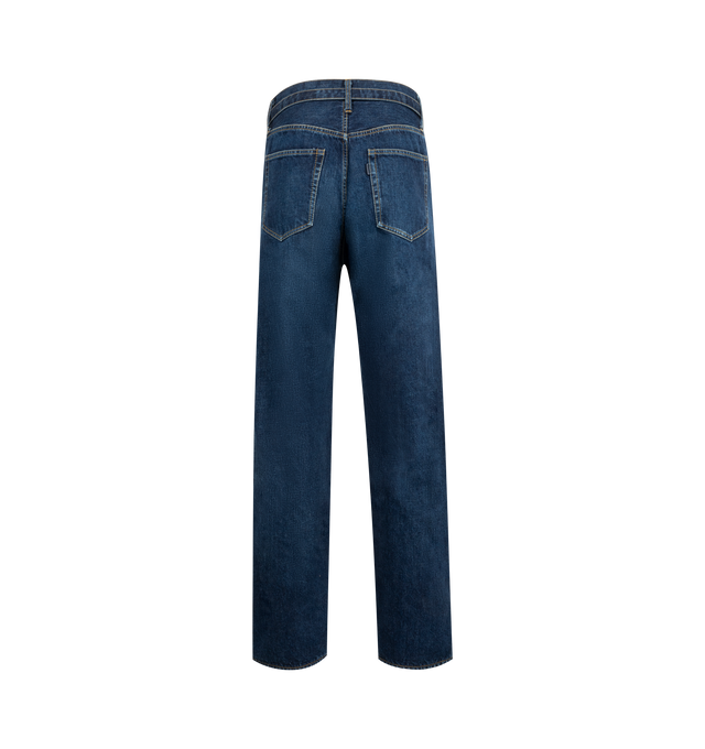 Image 2 of 3 - BLUE - SACAI BEYONDEXX Jeans featuring straight-leg, belted, button and zip fastening and five pocket styling. 100% cotton.