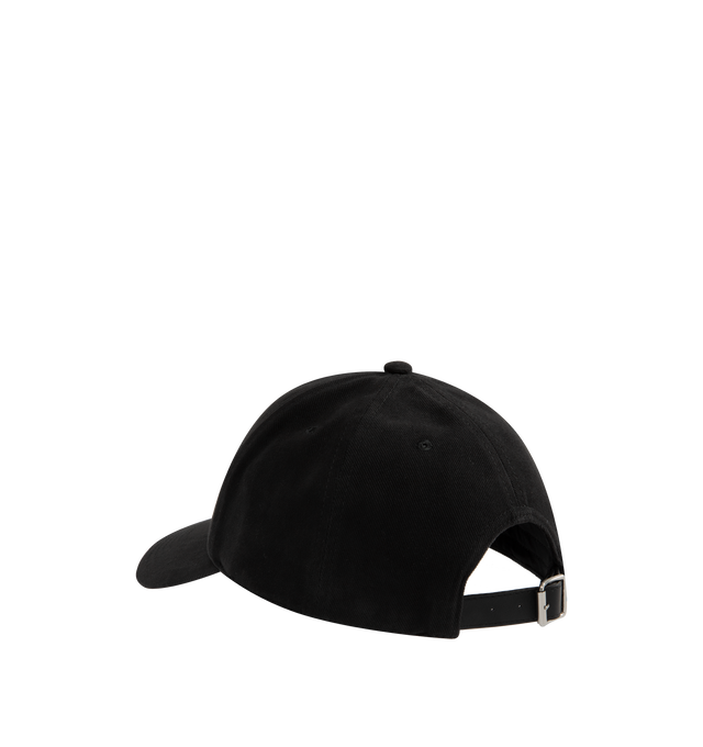 Image 2 of 2 - BLACK - Amiri MA Canvas Monogram Hat has a curved brim, embroidered eyelets, a brand logo at the front, a leather logo patch at the side, and a snapback fastening. 100% cotton. Made in USA.