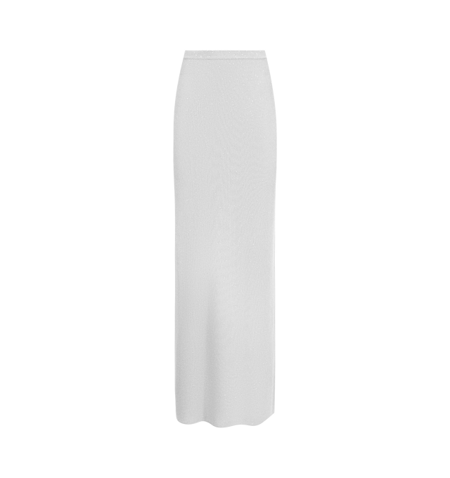 Image 1 of 2 - SILVER - TOM FORD Microp Sequins Embellished Skirt featuring a shimmering ribbed long skirt embellished with micro sequins. 70% viscose, 15% polyester, 15% polyamide. 38% silk, 30% viscose, 25% polyamide, 6% polyester, 1% polyurethane. Made in Italy.