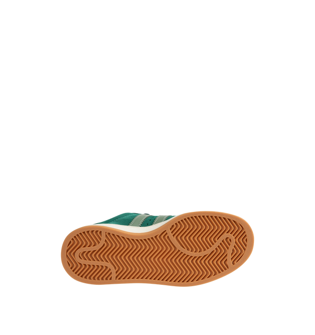 Image 4 of 5 - GREEN - ADIDAS Campus 00's shoes in an iconic silhouette updated in modern materials, colors and proportions. Featiring a premium leather upper lined with soft textile terry fabric, off-white midsole, rubber outsole and lace closure. Unisex style in men's sizes.