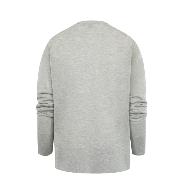 Image 2 of 2 - GREY - TOTEME Fine Knit Cardigan featuring crew-neck, long-sleeves, button front and embroidered monogram. 88% lyocell, 10% cashmere, 2% polyamide.