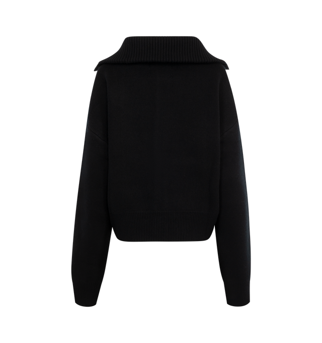 Image 2 of 2 - BLACK - EXTREME CASHMERE Clement Sweater featuring two side pockets, button closure, rib-knitted high collar, bomber fit and dropped shoulders. 100% cashmere.