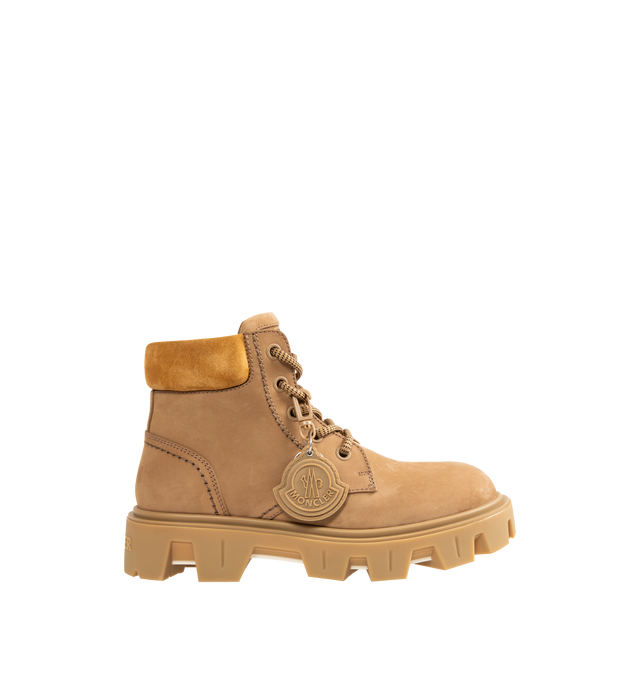 Image 1 of 4 - BROWN - MONCLER Peak City Nubuck & Suede Lace-Up Boots featuring nubuck and suede upper, leather and mesh lining, lace-up, TPU spoiler, EVA midsole and leather sole. Calf height 13.5 cm. Sole height 4 cm.