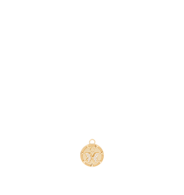 Image 1 of 2 - GOLD - FOUNDRAE Reverie: Baby Medallion crafted in 18k Yellow Gold. Diamond Weight: 0.0873 ct. Medallion measures 15mm in diameter. Hirshleifers offers a range of pieces from this collection in-store. For personal consultation and detailed information about jewelry, please contact our dedicated stylist team at personalshopping@hirshleifers.com.