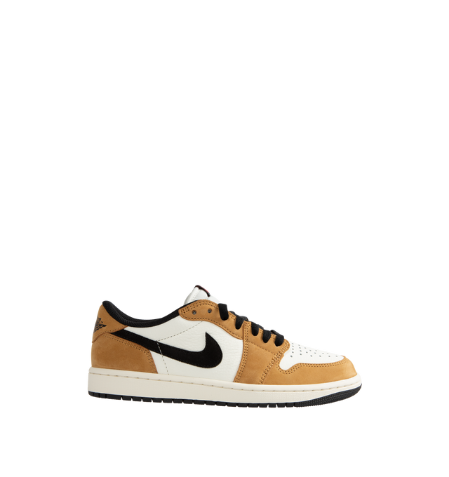 Image 1 of 5 - MULTI - Jordan Air Jordan 1 Low OG Sneakers are a lace-up style with perforated toes, foam midsoles, logos at the heels, and rubber traction soles.