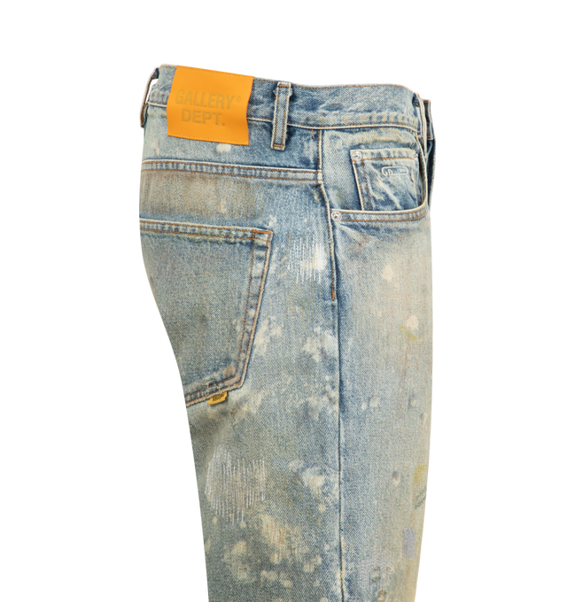 Image 3 of 3 - BLUE - GALLERY DEPT. Greased 646 Jean featuring 646 silhouette with a mid-rise fit, 5-pocket design, flared leg and GD custom hardware. 100% cotton. Made in USA.