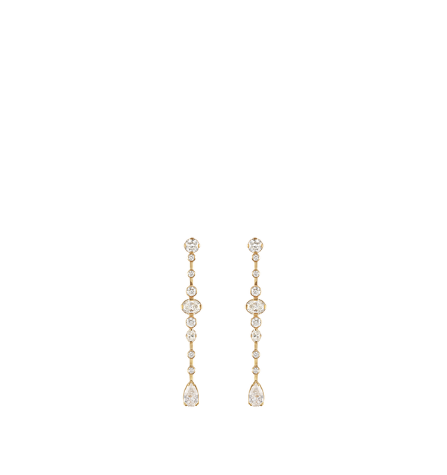 Image 1 of 1 - GOLD - SOPHIE BILLE BRAHE Starry Earrings featuring 18K recycled YG, VVS diamonds 3.54 ct, Center stone: 0.50 ct oval diamond, 0.50 ct pear shaped diamond, 0.30 CT round diamond. Closure: Butterfly lock for pierced ears.