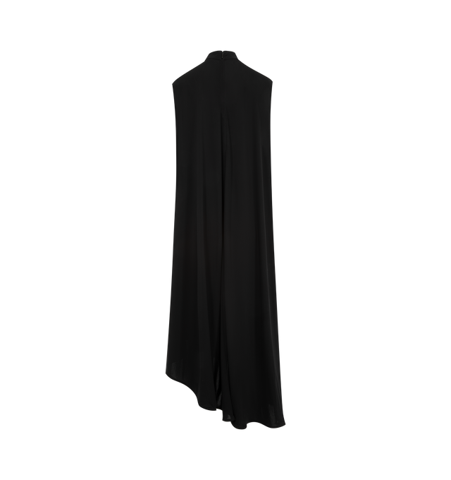 Image 4 of 4 - BLACK - BOTTEGA VENETA Crepe Viscose Jersey Dress featuring long dress made from matte crepe viscose jersey, face brooch at the side, zipper closure and regular fit. 100% viscose. Made in Italy.