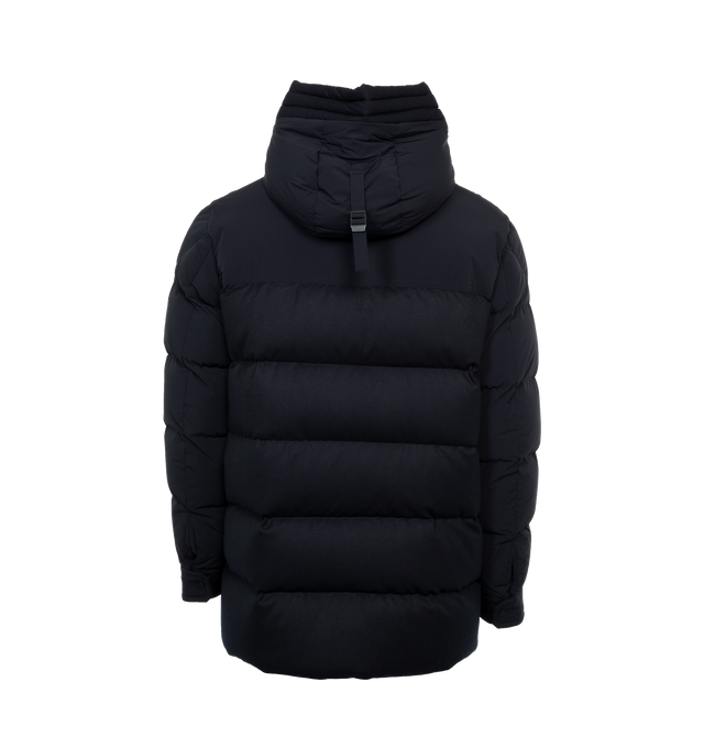 Image 2 of 4 - NAVY - MONCLER CANCHE SHORT PARKA featuring Nylon lger brillant lining, down-filled, detachable and adjustable hood, zipper and snap button closure and front pockets. 100% polyamide/nylon. Padding: 90% down, 10% feather. 