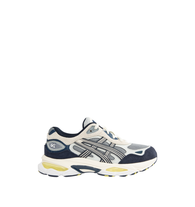 Image 1 of 5 - MULTI - ASICS GEL-NYC 2.0 Sneaker featuring suede overlays, rearfoot and forefoot GEL technology, shock-attenuating material placed in the midsole of the shoe for cushioning and shock absorption, FF BLAST PLUS cushioning, TPU TRUSSTIC technology, walking-specific flex grooves to support natural movement and smooth heel to toe transition, angled heel softens heel contact with the ground and facilitates more natural heel to toe transitions.