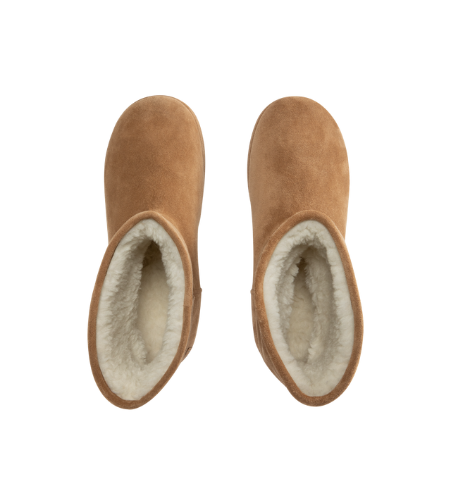 Image 5 of 5 - BROWN - BALENCIAGA Alaska Soft Bootie featuring split calfskin, wool and synthetic material, round toe, Balenciaga logo debossed on the back and tone-on-tone sole. Upper: calfskin, wool, polyester, acrylic. Sole: TPU, bio-based TPU. Insole: wool, polyester, acrylic. Made in Italy.