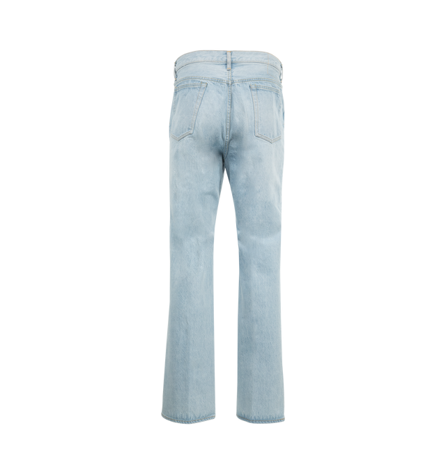 Image 2 of 3 - BLUE - KAPTAIN SUNSHINE Skate Denim Pants featuring regular fit, center creased, zipper fly, 5 pockets and vintage washed. 100% cotton. Made in Japan.