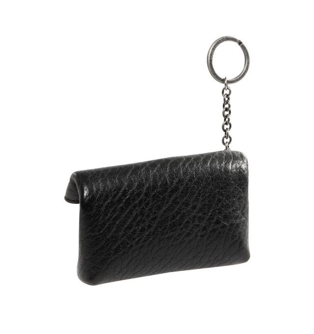 Image 2 of 3 - BLACK - SAINT LAURENT Envelope Key Case in grained leather featuring a chain and key ring that may be attached to a bag as a charm, leather lining, silver-tone hardware and snap-button closure. 3.9" x 2.6" x 1". Lambskin. Made in Italy.