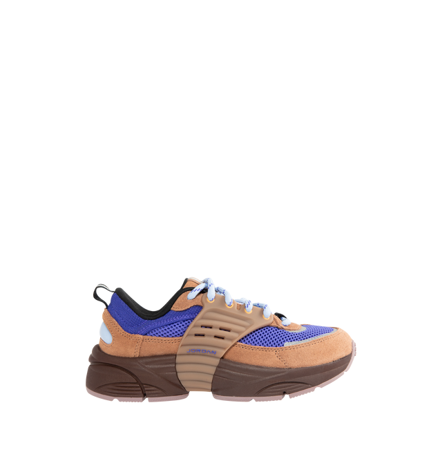 Image 1 of 5 - BROWN - JORDAN Trunner O/S Sneaker featuring Jordan logo on the sole, velcro closure, synthetic upper, rounded toe, heel and tongue pull tab and rubber outsole.