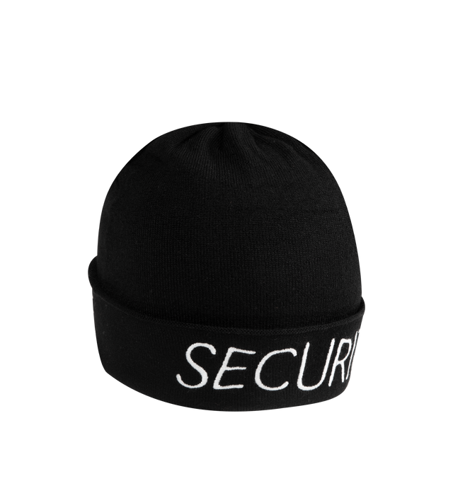 Image 3 of 3 - BLACK - GALLERY DEPT. Securite Beanie featuring wool knit beanie, fold-over cuff and 'Securite' and 'Galerie' logotype embroidery. 100% wool. Made in Italy.