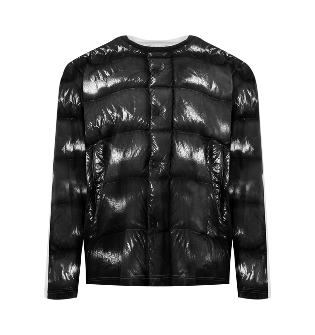 Image 1 of 3 - BLACK - Moncler x A$AP Rocky Cotton Long Sleeve T-Shirt featuring cotton jersey, crew neck, long sleeves, printed pattern, logo print, logo patch and oversized fit. 100% cotton.