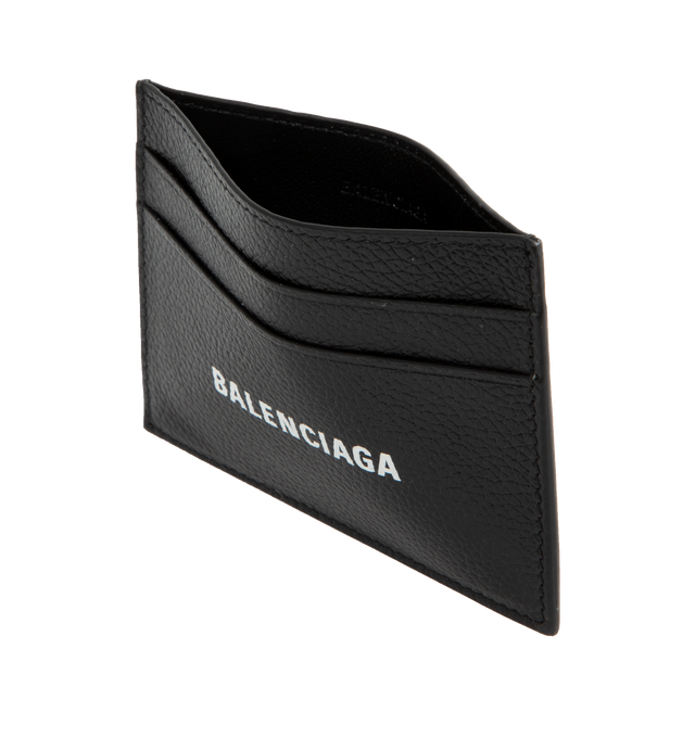 Image 3 of 3 - BLACK - BALENCIAGA cash card holder featuring grained calfskin, Balenciaga logo printed at front, 4 card slots and 1 bill pocket. L3.9 x H2.9 x W0.4 inch. 100% calfskin. Made in Italy.