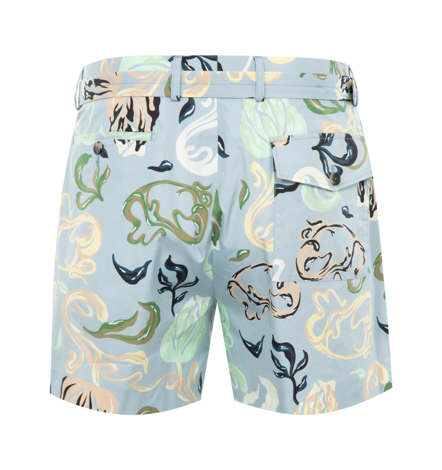 Image 2 of 3 - BLUE - LANVIN Printed Shorts featuring belt loops and belted, pleated front, zip closure, side slit pockets and back pockets. 
