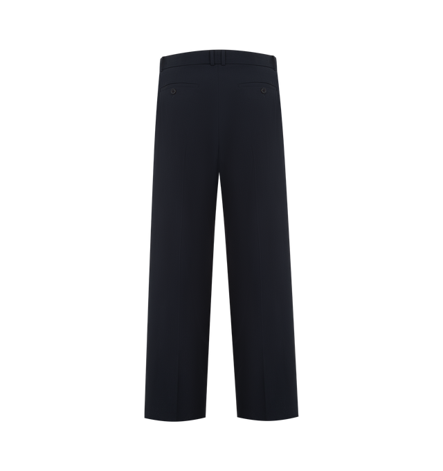 Image 2 of 3 - NAVY - THE ROW Tarek Pant featuring mid-rise tailored trousers in virgin wool with a straight leg, front double pleats and side welt pockets. 100% virgin wool. Made in Italy.