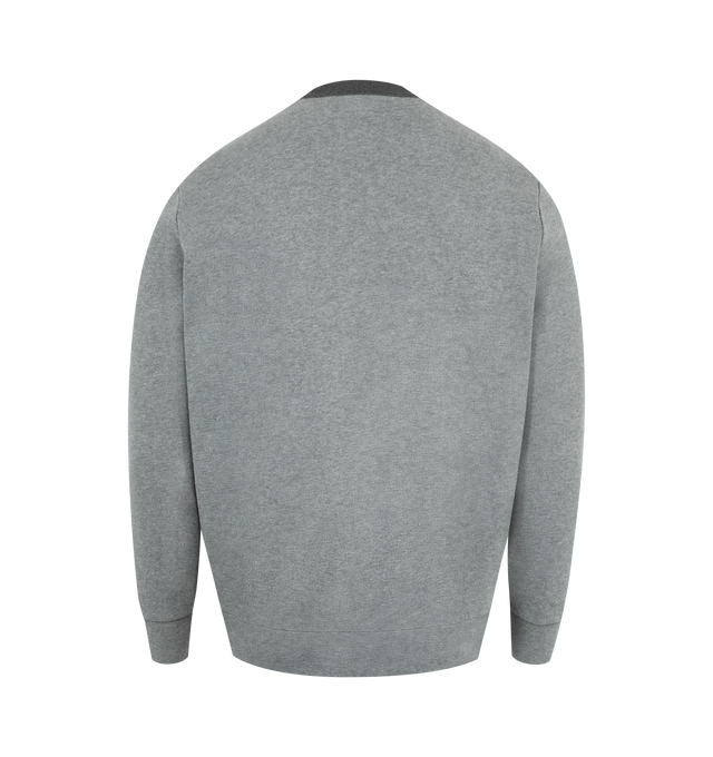 Image 2 of 3 - GREY - MONCLER Crewneck Sweatshirt featuring long sleeves, ribbed cuffs and hem, contrast neckline, logo on chest and patch on sleeve.