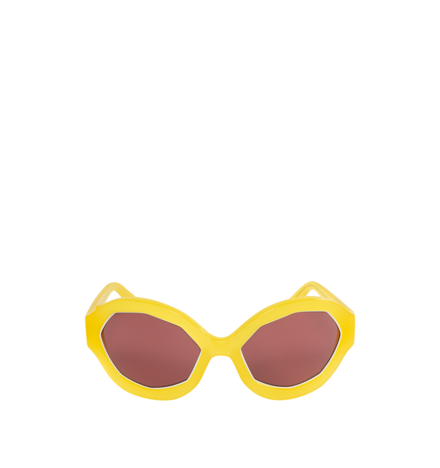 Image 1 of 3 - YELLOW - MARNI SUNGLASSES CUMULUS CLOUD featuring silver-tone ring, smoked octagonal lenses, kinny temples with curved tips and silver logo. Acetate. 