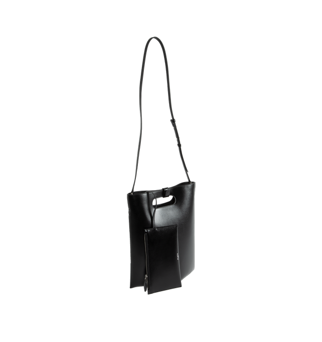 Image 2 of 3 - BLACK - ALAIA medium tote bag with unique construction folding a single piece of leather, featuring handles held together by a decorative fastener. Detachable strap style suitable for hand or shoulder carry. Dimensions (cm): l 25 x h 25 x d 14. Made in Italy. 