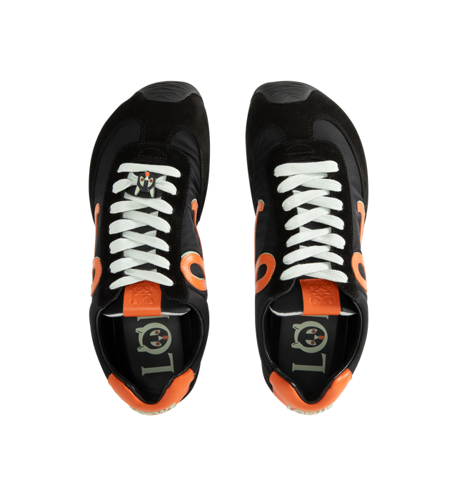 Image 5 of 5 - BLACK - LOEWE Ballet Runner 2.0 in nylon and calfskin featuring a hand-finished Louis Wain cat lace charm, asymmetrical toe shape, sock-like internal structure, a lightweight rubber outsole that extends to the toecap, shadow-effect L monogram at the side, embossed Anagram on the tongue and injected rubber LOEWE on the heel tab. Nylon/calf. Made in Italy.